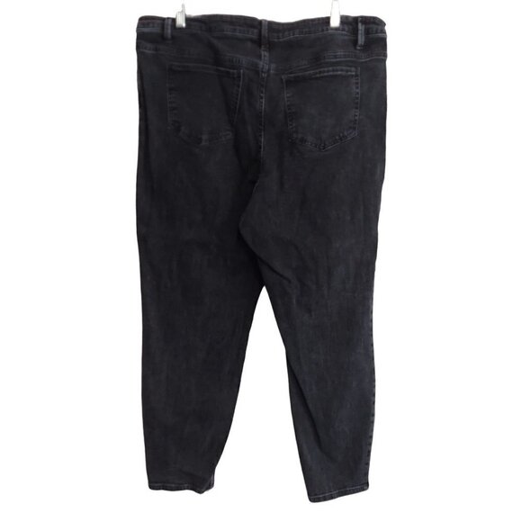 Falls Creek Women's Plus Size Black Stone Wash Mid-Rise Straight Leg Jeans - Picture 3 of 5